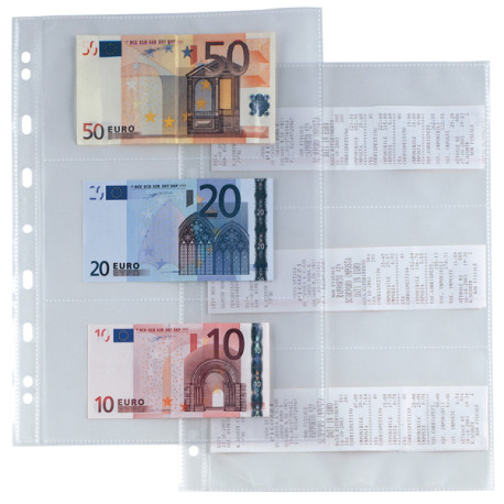 Buste forate Atla Porta Banconote e Scontrini - 6 spazi - PPL - 21 x 29,7 cm - trasparente - Sei Rota - conf. 10 pezzi