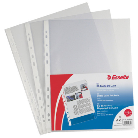 Buste forate CopySafe - DeLuxe - liscio - 22 x 30 cm - trasparente - Esselte - conf. 50 pezzi