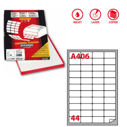 Etichette adesive A/406 - in carta - permanenti - 47,5 x 25,5 mm - 44 et/fg - 100 fogli - bianco - angoli tondi - Markin