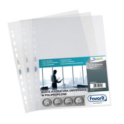Buste forate L'Originale - Top - liscio - 30 x 42 cm (libro) - trasparente - Favorit - conf. 10 pezzi