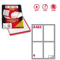 Etichette adesive A/465 - in carta - permanenti - 139 x 99,1 mm - 4 et/fg - 100 fogli - bianco - angoli tondi - Markin