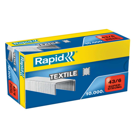 Punti Rapid Super Strong Textile - 43/6 - acciaio zincato - per tessuti - Rapid - conf. 10000 pezzi