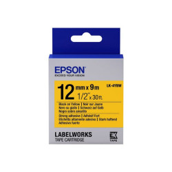 Epson LabelWorks LK-4YBW - Nero su giallo - Rotolo (1,2 cm x 9 m) 1 cassetta(e) rotolo di etichette - per LabelWorks LW-1000, 3