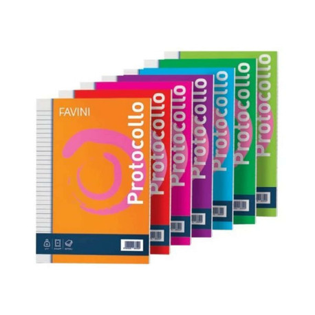 FAVINI Protocollo - Carta - A4 - 30 fogli / 60 pagine - quadretti