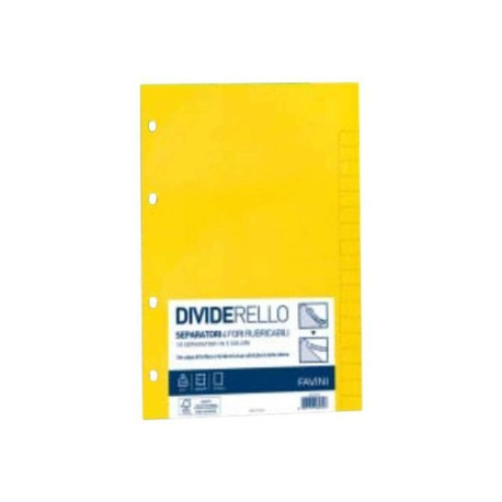 FAVINI SCHOOL BASIC - Divisorio - per 160 x 210 mm - con schede - colori assortiti (pacchetto di 10)