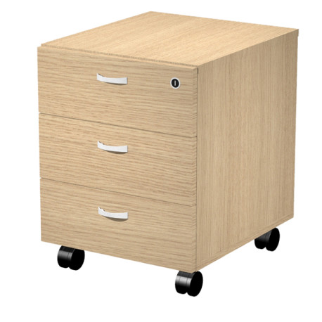 Cassettiera Essence - 3 cassetti - con ruote - 41,5 x 49,5 x 57,6 cm - Rovere