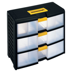 Cassettiera portautensili modulare Store-Age - 3 cassetti - con maniglia - 39,1 x 19,7 x 33,4 cm - PPL - trasparente/nero - Ter