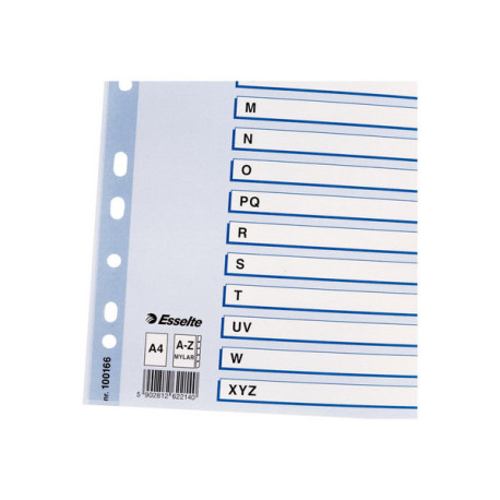 Esselte - Divisorio - 10 parti - prestampato: A-Z - per A4 - con schede - multicolore