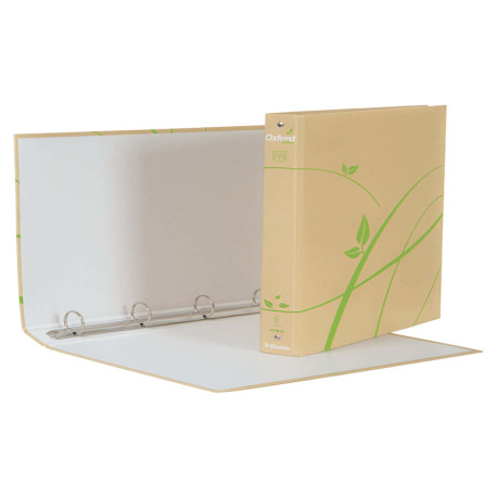 Raccoglitore Oxford Green - 22 x 30 cm - 4 anelli tondi 30 mm - dorso 4 cm - carta riciclata - avana - Esselte