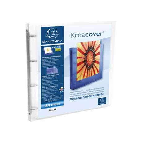 Raccoglitore personalizzabile Kreacover - A4 Maxi - 4 anelli tondi 15 mm - dorso 2 cm - PP - trasparente - Exacompta