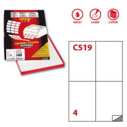 Etichette adesive C/519 - in carta -extra permanenti - 105 x 148,5 mm - 4 et/fg - 100 fogli - bianco - Markin