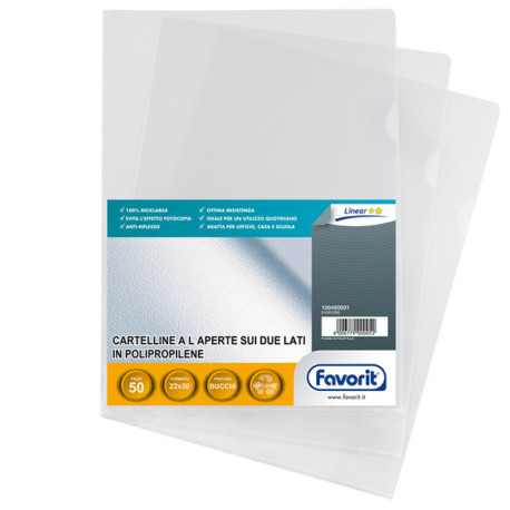 Cartellina a L Pratic - 22 x 30 cm - PP - buccia leggero - Favorit - conf. 50 pezzi