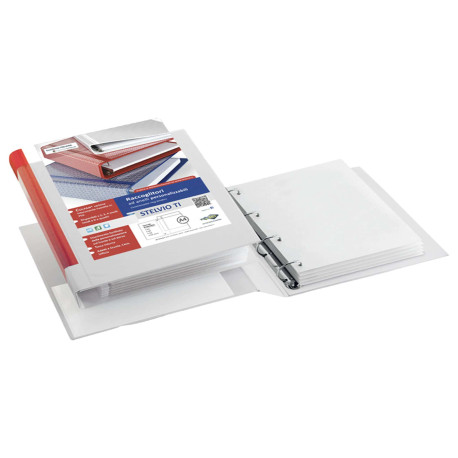 Raccoglitore personalizzabile Stelvio TI - 22 x 30 cm - 4 anelli a D 50 mm - dorso 7,5 cm - rosso - Sei Rota
