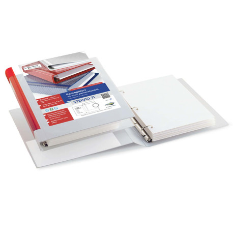 Raccoglitore personalizzabile Stelvio TI - A5 - 3 anelli a D 30 mm - dorso 4 cm - bianco - Sei Rota