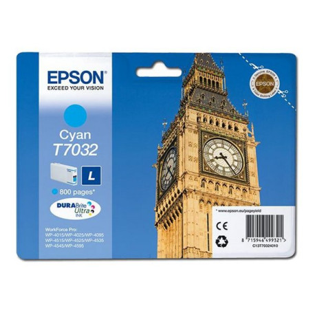 Epson T7032 - 9.6 ml - taglia L - ciano - originale - blister - cartuccia d'inchiostro - per WorkForce Pro WP-4015, WP-4025, WP