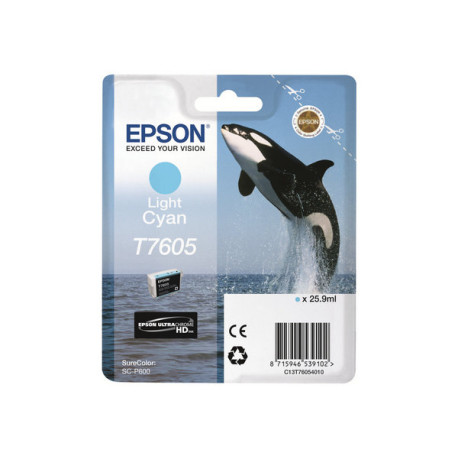 Epson T7605 - 26 ml - cyan chiaro - originale - blister - cartuccia d'inchiostro - per SureColor P600, SC-P600