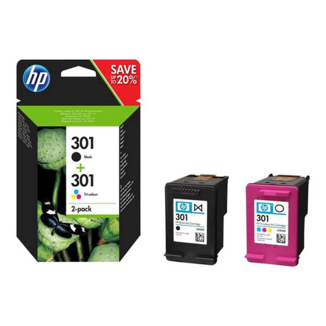 HP 301 - Confezione da 2 - nero, colore (ciano, magenta, giallo) - originale - cartuccia d'inchiostro - per Deskjet 1050A J410,