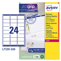 Etichette adesive L7159 - in carta - angoli arrotondati - laser - permanenti - 63,5 x 33,9 mm - 24 et/fg - 100 fogli - bianco -