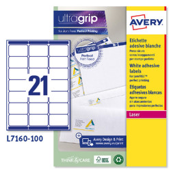 Etichette adesive L7160 - in carta - angoli arrotondati - laser - permanenti - 63,5 x 38,1 mm - 21 et/fg - 100 fogli -  bianco 