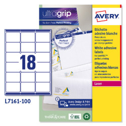 Etichette adesive L7161 - in carta - angoli arrotondati - laser - permanenti - 63,5 x 46,6 mm - 18 et/fg - 100 fogli - bianco -