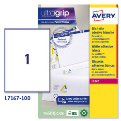 Etichette adesive L7167 - in carta - angoli arrotondati - laser - permanenti - 199,6 x 289,1 mm - 1 et/fg - 100 fogli - bianco 