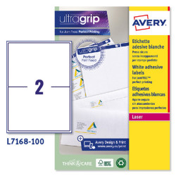 Etichette adesive L7168 - in carta - angoli arrotondati - laser - permanenti - 199,6 x 143,5 mm - 2 et/fg - 100 fogli - bianco 