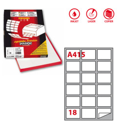 Etichette adesive A/415 - in carta - permanenti - 63,5 x 46,6 mm - 18 et/fg - 100 fogli - bianco - Markin