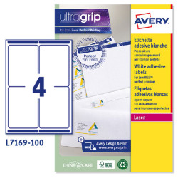 Etichette adesive L7169 - in carta - angoli arrotondati - laser - permanenti - 99,1 x 139 mm - 4 et/fg - 100 fogli - bianco - A
