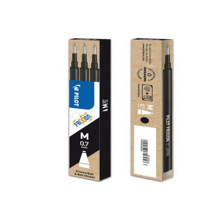 Refill a sfera Frixionball - punta 0,7mm - nero - Pilot - conf. 3 pezzi