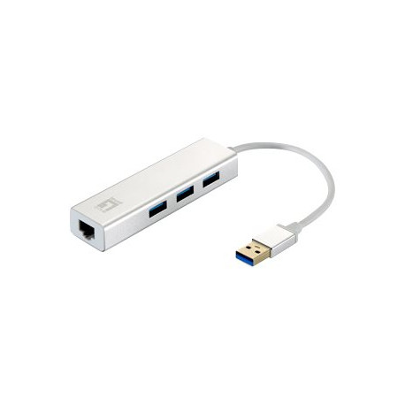 LevelOne USB-0503 - Hub - 3 x SuperSpeed USB 3.0 + 1 x 10/100/1000 - desktop