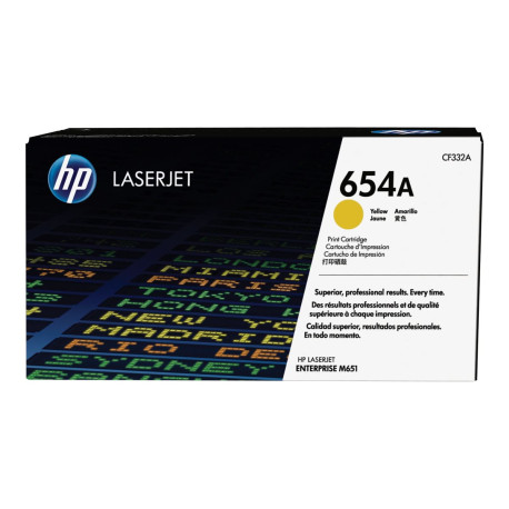 HP 654A - Giallo - originale - LaserJet - cartuccia toner (CF332A) - per Color LaserJet Enterprise M651dn, M651n, M651xh- Color