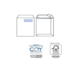 Busta a sacco Competitor FSC - strip adesivo - con finestra - 23 x 33 cm - 100 gr - bianco - Pigna Envelopes - conf. 500 pezzi