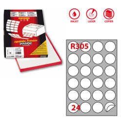 Etichette adesive R/305 - in carta - permanenti - tonde - diametro 40 mm - 24 et/fg - 100 fogli - bianco - Markin
