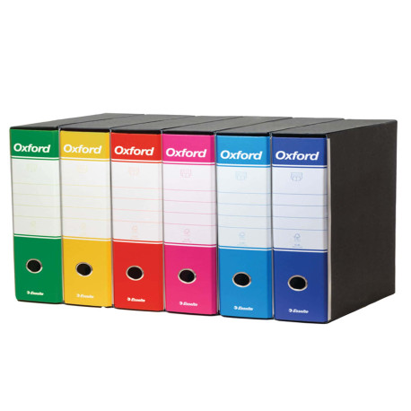 Registratori Oxford G85 - dorso - 8 cm - protocollo 23 x 33 cm - colori assortiti - Esselte - conf. 6 pezzi