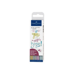 Faber-Castell PITT Artist Pen - Penna punta in fibra - permanente - per carta scura - oro metallizzato, blu metallizzato, argen