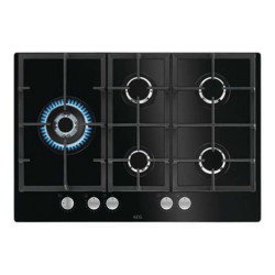 AEG 6000 Series MultiBridge HKB75820NB - Piano cottura a gas - 5 piastre - Nicchia - larghezza: 56 cm - prof. 48 cm - nero