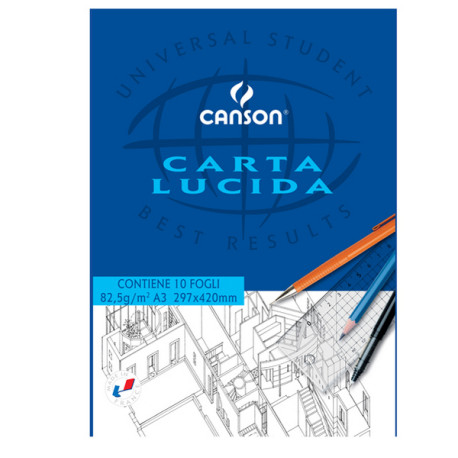 Blocco carta lucida - A3 - 10 fogli - 80gr - uso manuale - Canson