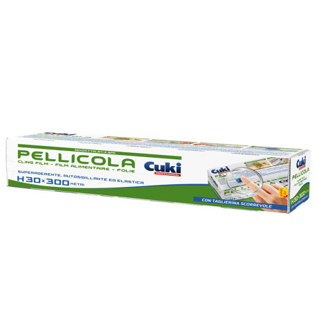 Roll pellicola trasparente - con seghetto - 300 mm x 300 m - PVC - Cuki Professional
