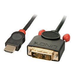 Lindy - Cavo adattatore - legame singolo - HDMI maschio a DVI-D maschio - 10 m - schermato - nero - viti a serraggio manuale