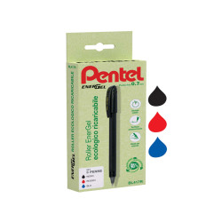 Roller Energel Recycology 96% - punta 0,7 mm - nero/rosso/blu - Pentel - conf. 3 pezzi