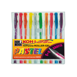 Roller gel colorati - colori pastel - Koh.I.Noor - astuccio 10 roller