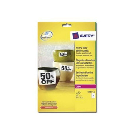 Avery Heavy Duty Laser Labels - Poliestere - bianco - 38.1 x 99.1 mm 280 pezzi (20 foglio(i) x 14) etichette