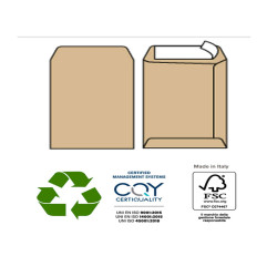 Busta a sacco Multi Strip - strip adesivo - 23 x 33 cm - 100 gr - carta riciclata FSC - avana - Pigna Envelopes - conf. 500 pez