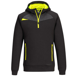 Felpa DX467 a mezza zip - con cappuccio - taglia L - nero - Portwest