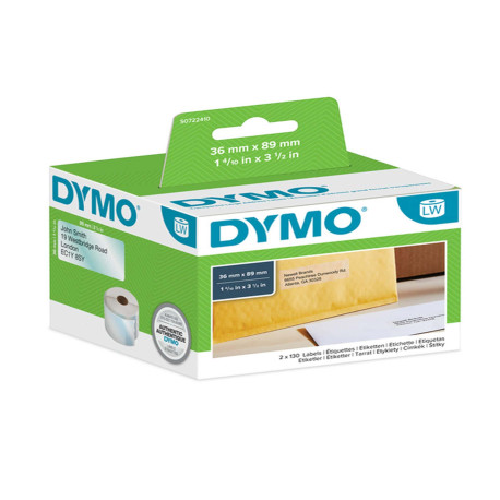 Rotolo 260 etichette LW 990130 - 36 x 89 mm - indirizzi - plastica trasparente - Dymo