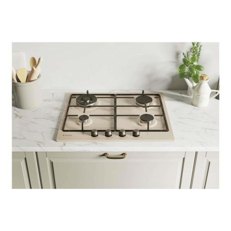 Candy Classic CHW6BRAV4WGT - Piano cottura a gas - 4 piastre - Nicchia - larghezza: 56 cm - prof. 48 cm - avena