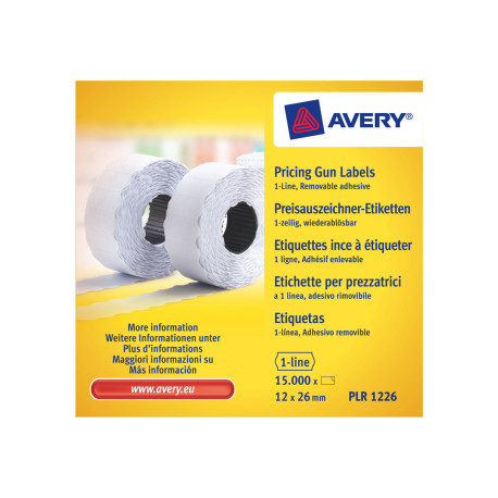 Avery Zweckform - Carta - adesivo rimovibile - bianco - 12 x 26 mm 15000 etichette (10 rotolo(i) x 1500) etichette per cartelli