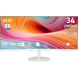 MSI Pro MP341CQW E12, 86,4 cm (34"), 3440 x 1440 Pixel, UltraWide Quad HD, 4 ms, Bianco