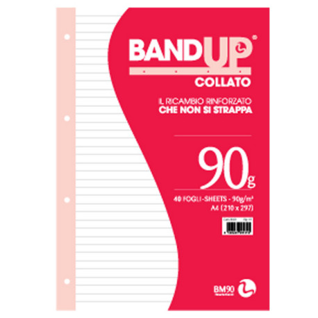 Blocco collato BandUp - A4 - 1 rigo - 40 fogli - 90gr - fori rinforzati - BM