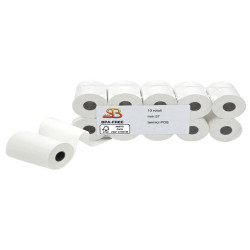 Rotolo per POS e carta di credito - 57 mm x 18 m - 55 gr - diametro esterno 38 mm - anima 12 mm - carta termica BPA free - Saba